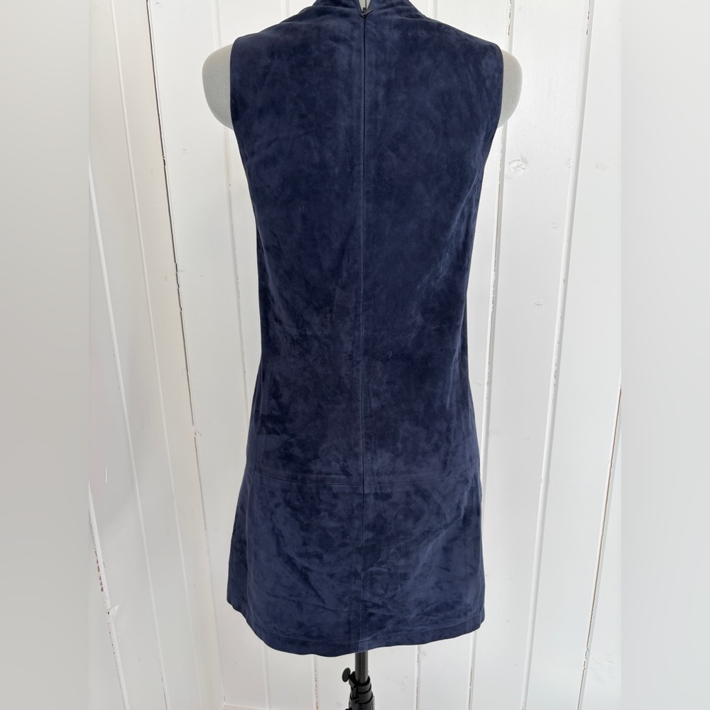 Balenciaga Navy Blue Suede Leather Shift Dress - Picture 10 of 14